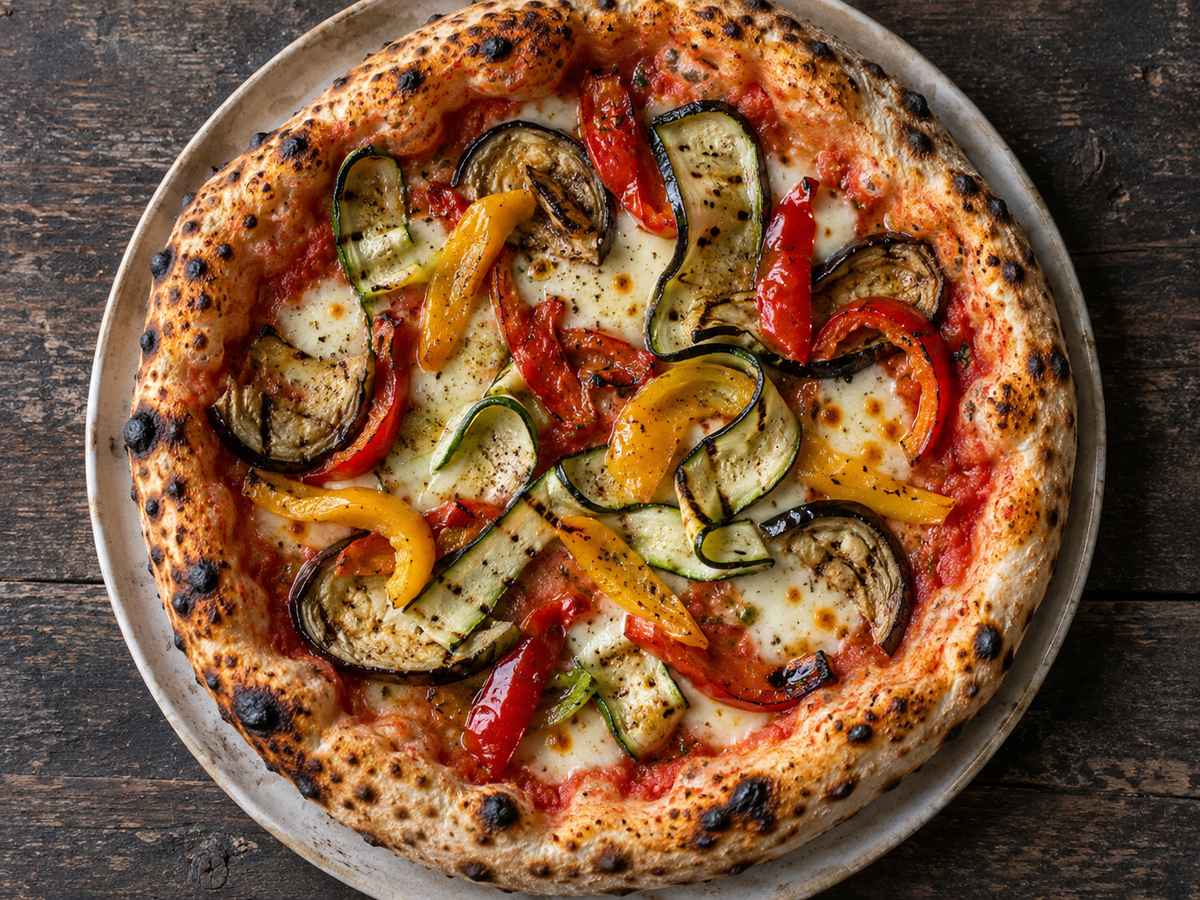 Vegetariana — Paradižnik, mocarela, bučke, paprika, jajčevec